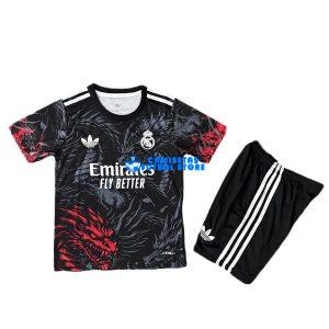Maglia Real Madrid Calcio 2025/2026 Bambino Kit Nero/Rosso