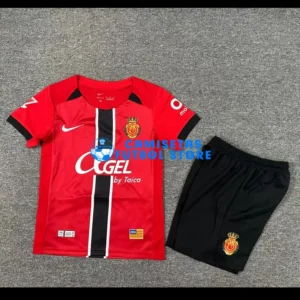 Maglia RCD Mallorca 1ª Calcio 2025/2026 Rosso Bambino Kit con Parche La Liga