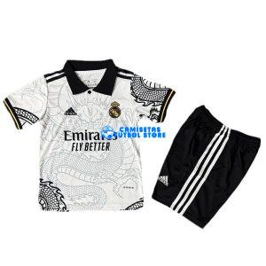 Maglia Real Madrid Calcio 2025/2026 Bambino Kit Dragón Bianco/Nero
