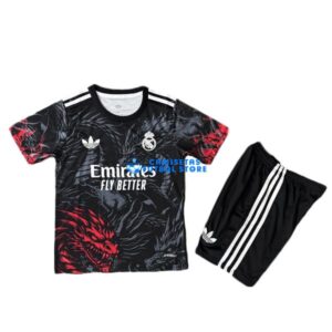Maglia Real Madrid Calcio 2025/2026 Bambino Kit Nero/Rosso