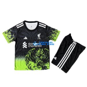 Maglia Liverpool Calcio 2025/2026 Bambino Kit Nero/Verde