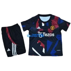 Maglia Manchester United Calcio 2024/2025 Bambino Kit Nero