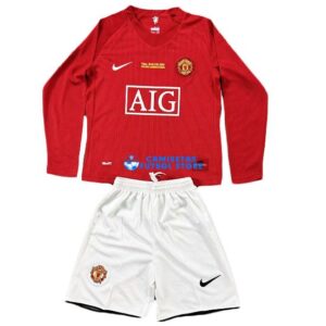 Maglia Manchester United 1ªCalcio 2007/2008 Manica Bambino Kit Retro