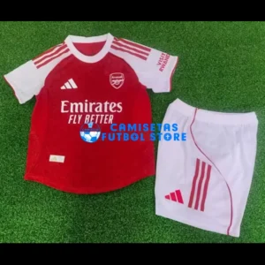 Maglia Arsenal 1ª Calcio 2025/2026 Rosso Bambino Kit (EDIZIONE GIOCATORE)