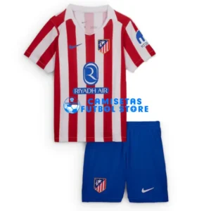 Maglia Atlético de Madrid 1ª Calcio 2025/2026 Rosso/Bianco Bambino Kit