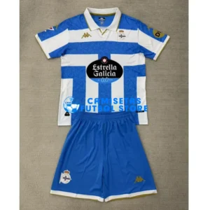 Maglia Deportivo de La Coruña 1ª Calcio 2025/2026 Bianco/Blu Bambino Kit
