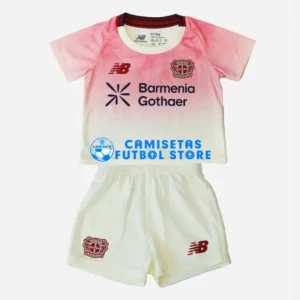 Maglia Leverkusen 2ª Calcio 2025/2026 Bianco/Rosa Bambino Kit