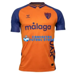 Maglia Málaga CF 2ª Calcio 2025/2026 Arancia/Blu con Parche La Liga