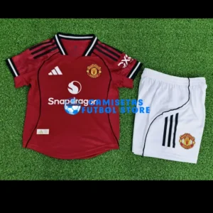Maglia Manchester United 1ª Calcio 2025/2026 Rosso Bambino Kit (EDIZIONE GIOCATORE)