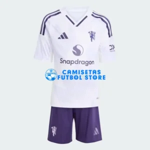 Maglia Manchester United 2ª Calcio 2025/2026 Bianco Bambino Kit