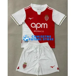 Maglia Monaco 1ª Calcio 2025/2026 Rosso/Bianco Bambino Kit