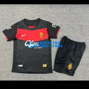 Maglia RCD Mallorca 3ª Calcio 2025/2026 Nero Bambino Kit con Parche La Liga