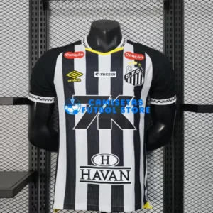 Maglia Santos FC 2ª Calcio 2025/2026 Nero/Bianco con Publicitario (EDIZIONE GIOCATORE)